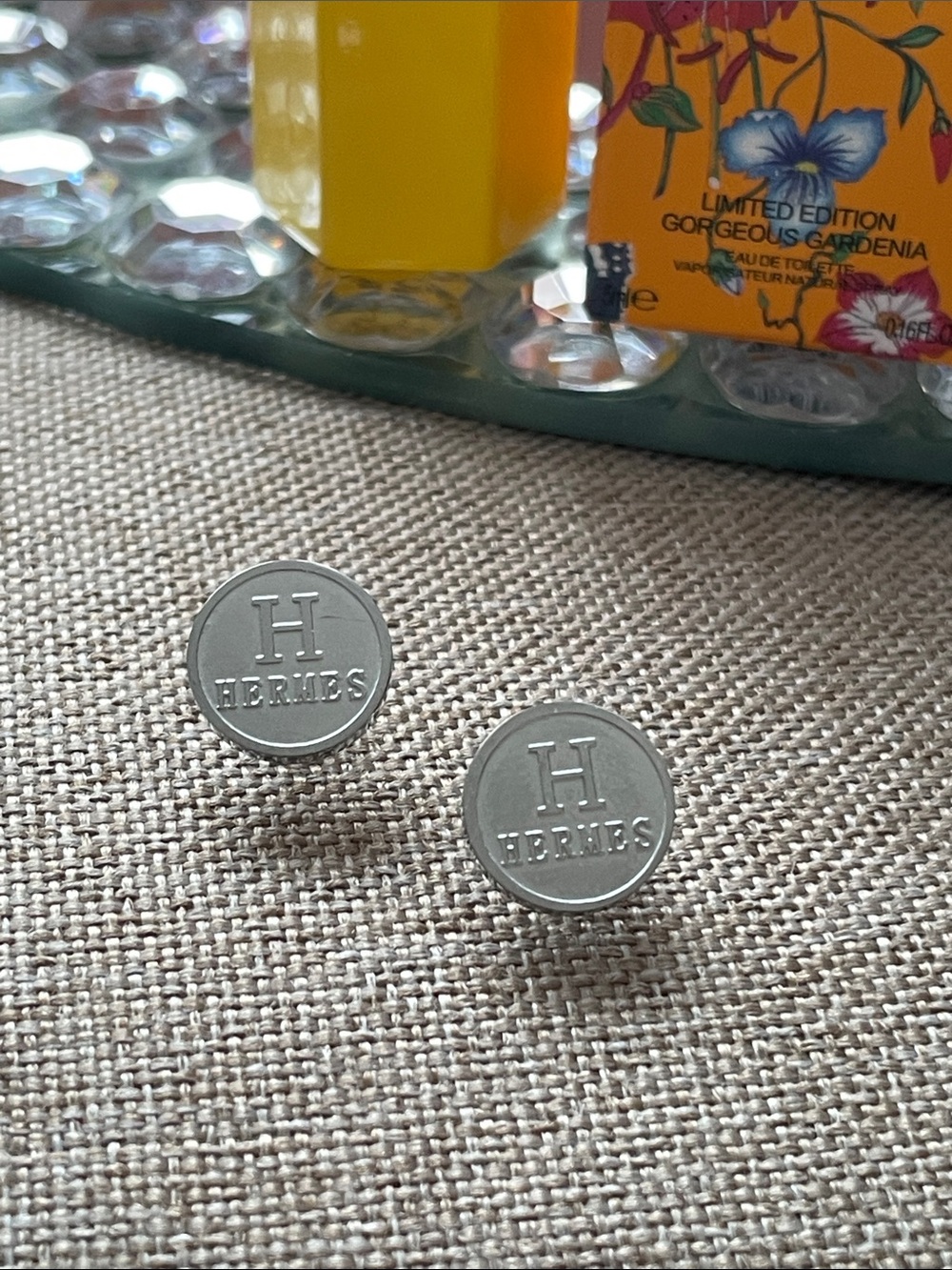 ✨Muted Silvertone Logo Stud Earrings✨NEW